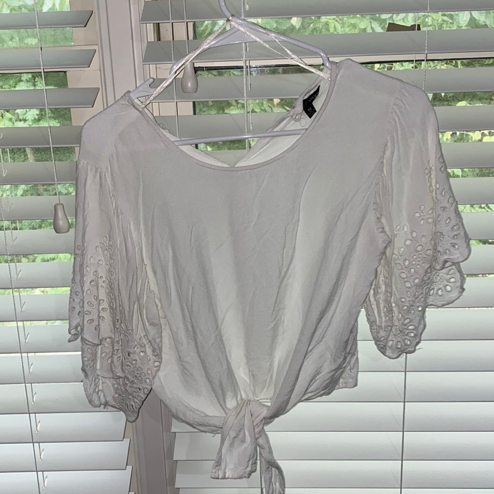 White flowy crop top